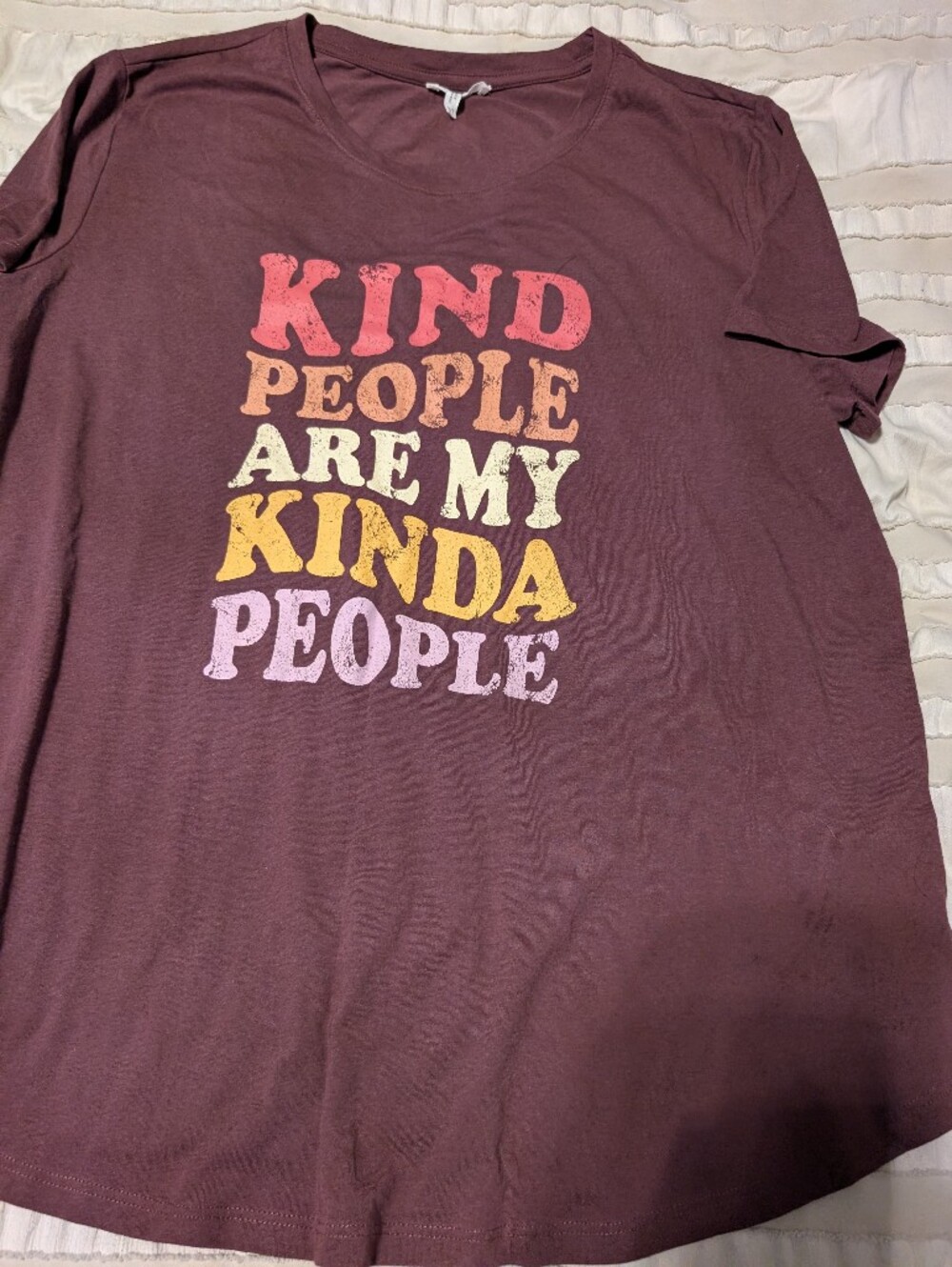 Maurices Maroon Graphic Tee with Multicolor Block Lettering